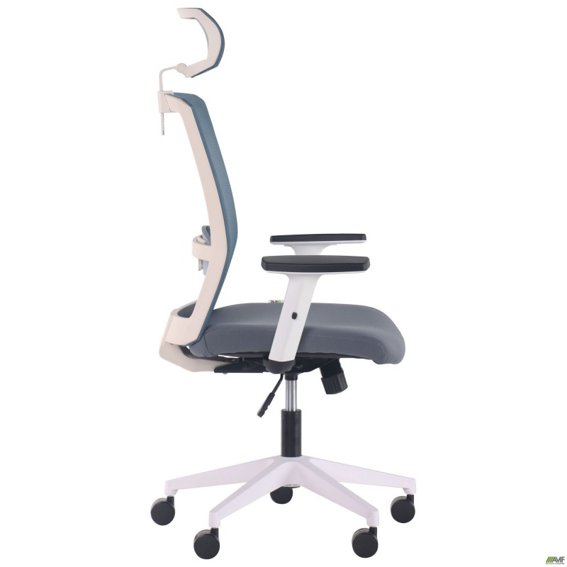 Крісло Uran White HR сидіння Нест-08 сіра/спинка Сітка SL-18 аквамарін AMF