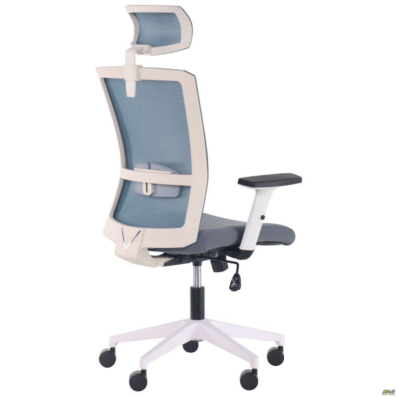 Крісло Uran White HR сидіння Нест-08 сіра/спинка Сітка SL-18 аквамарін AMF