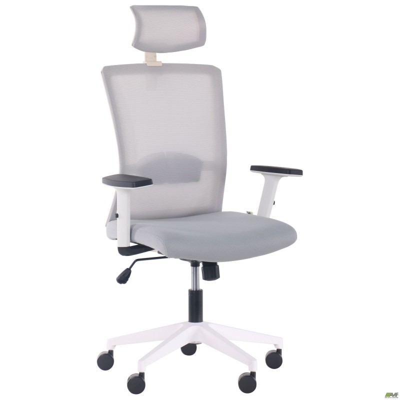 Крісло Uran White HR сидіння Нест-19 св.сіра/спинка Сітка SL-01 св.сіра AMF
