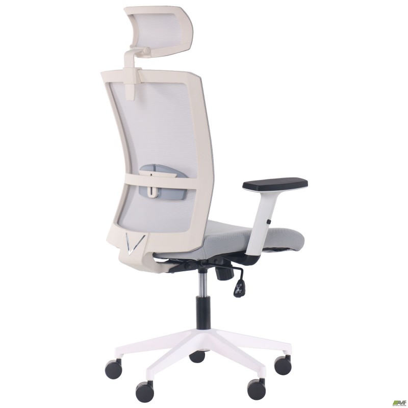 Крісло Uran White HR сидіння Нест-19 св.сіра/спинка Сітка SL-01 св.сіра AMF
