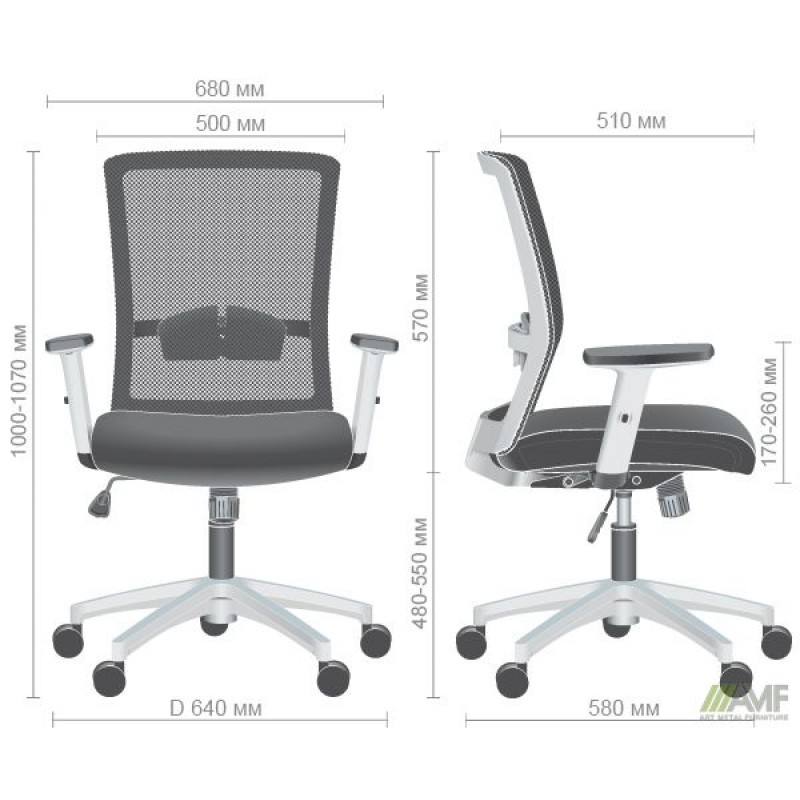 Крісло Uran White сидіння Нест-19 св.сіра/спинка Сітка SL-01 св.сіра AMF