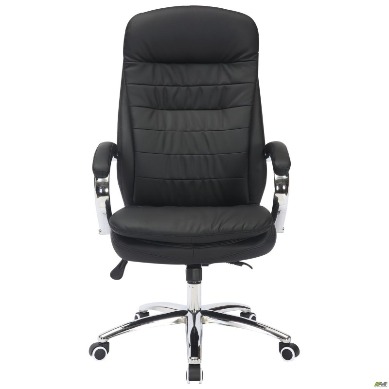 Крісло Valencia хром НВ, механізм Anyfix, шкірозамінник чорний AMF