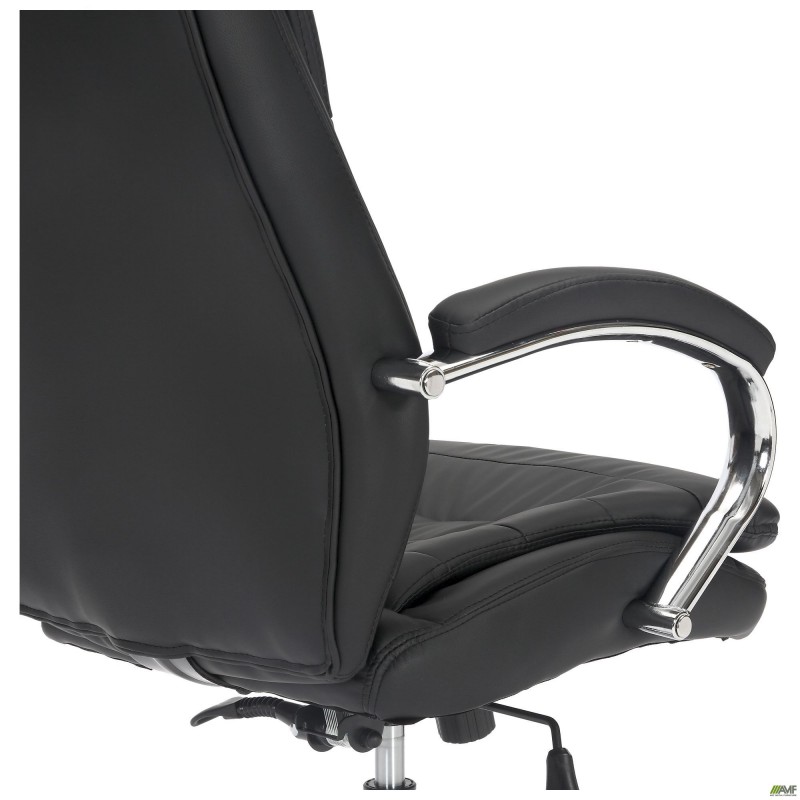 Крісло Valencia хром НВ, механізм Anyfix, шкірозамінник чорний AMF