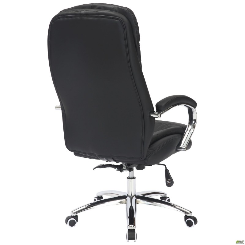 Крісло Valencia хром НВ, механізм Anyfix, шкірозамінник чорний AMF