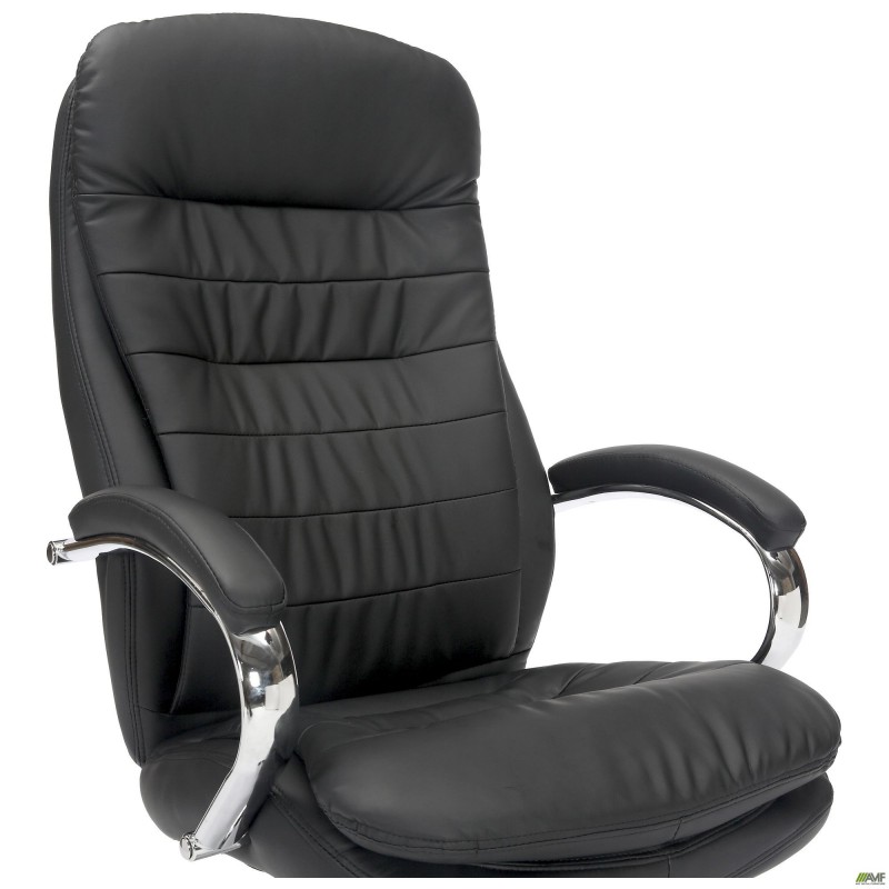Крісло Valencia хром НВ, механізм Anyfix, шкірозамінник чорний AMF