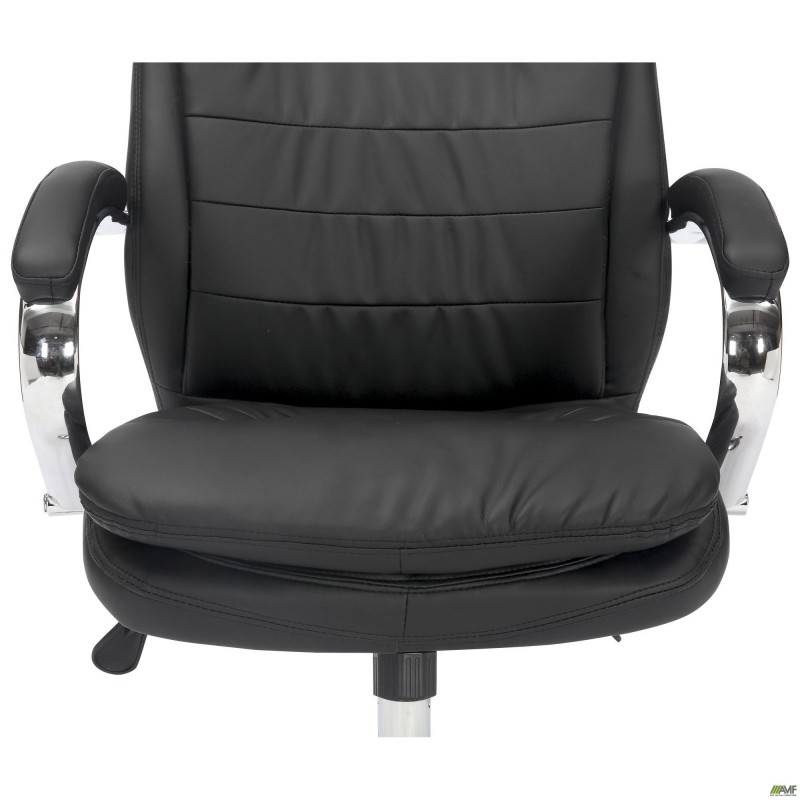 Крісло Valencia хром НВ, механізм Anyfix, шкірозамінник чорний AMF