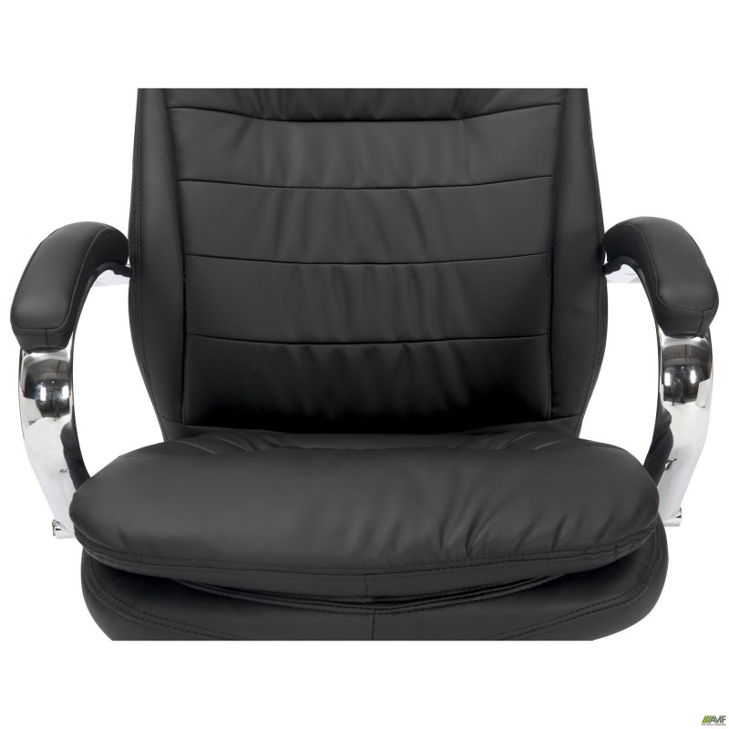 Крісло Valencia хром НВ, механізм Anyfix, шкірозамінник чорний AMF