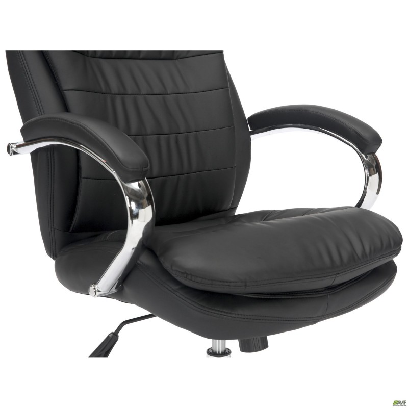 Крісло Valencia хром НВ, механізм Anyfix, шкірозамінник чорний AMF