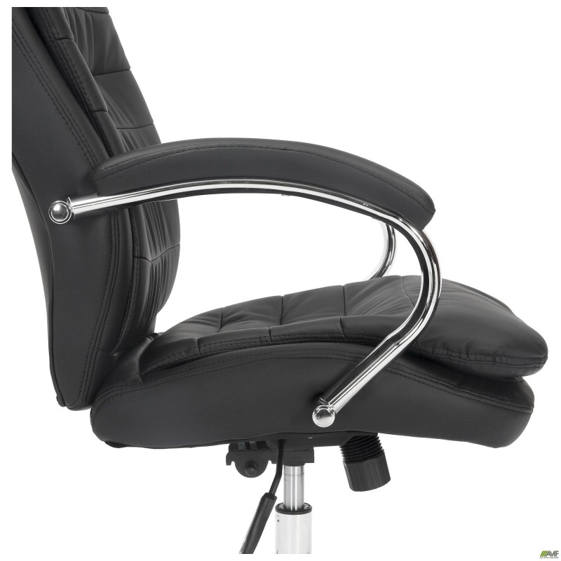 Крісло Valencia хром НВ, механізм Anyfix, шкірозамінник чорний AMF