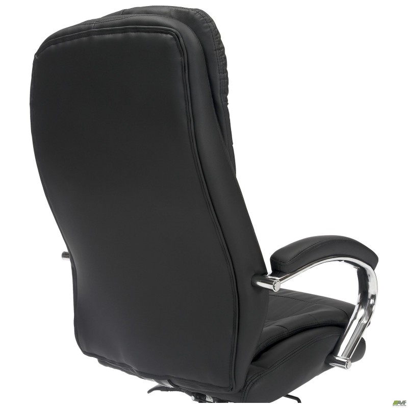 Крісло Valencia хром НВ, механізм Anyfix, шкірозамінник чорний AMF