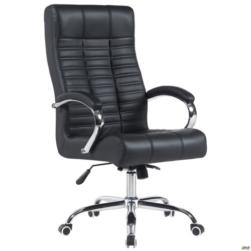 Крісло керівника Atlantis-X, механізм Anifix, шкірозамінник чорний AMF