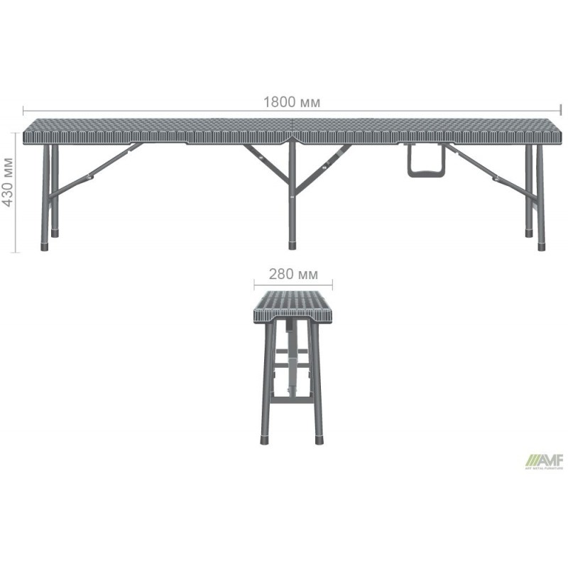 Лавка складана Jilly пластик під дерево чорний AMF