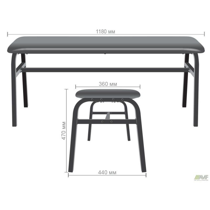 Лавка Спектр 1200 чорний, Шкірзам чорний AMF