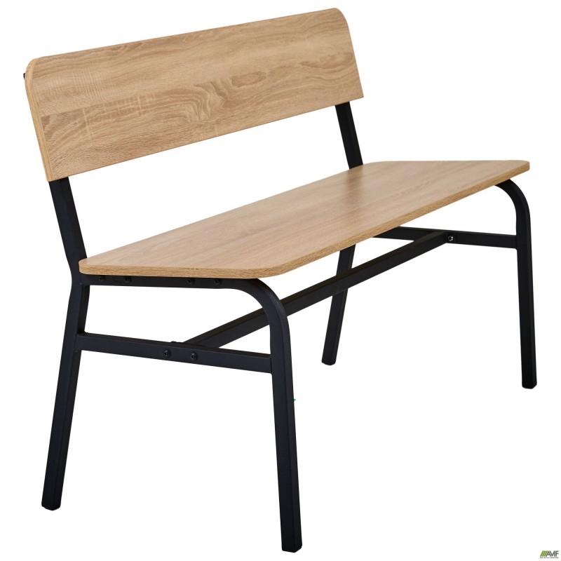 Лавка Спектр зі спинкою 1200 чорний/Дуб Сонома AMF