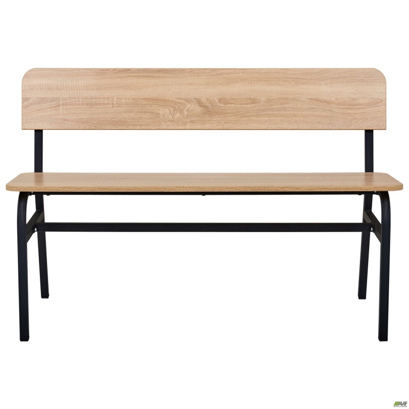 Лавка Спектр зі спинкою 1200 чорний/Дуб Сонома AMF