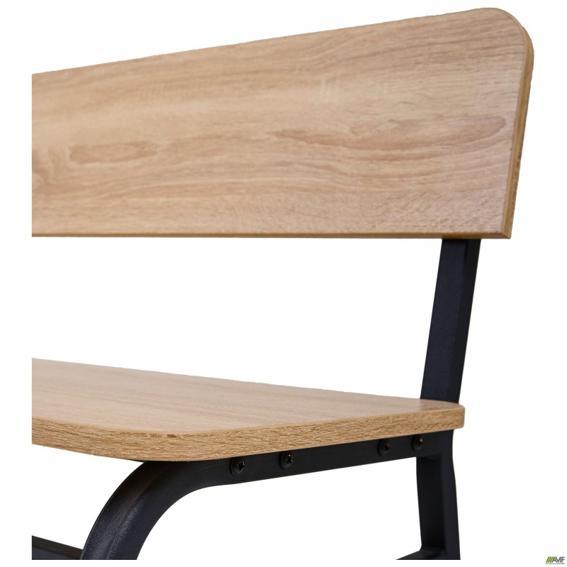 Лавка Спектр зі спинкою 1200 чорний/Дуб Сонома AMF