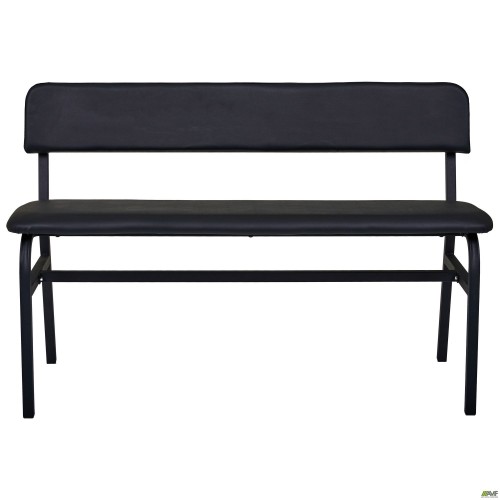 Лавка Спектр зі спинкою 1200 чорний, Шкірзам чорний AMF