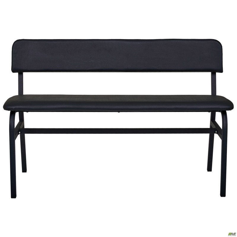 Лавка Спектр зі спинкою 1200 чорний, Шкірзам чорний AMF