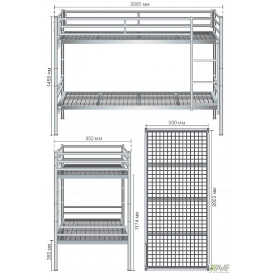 Ліжко двоярусне AMF-1 90200 2 Чорне AMF Ліжко двоярусне AMF-1 90200 2 Чорне AMF