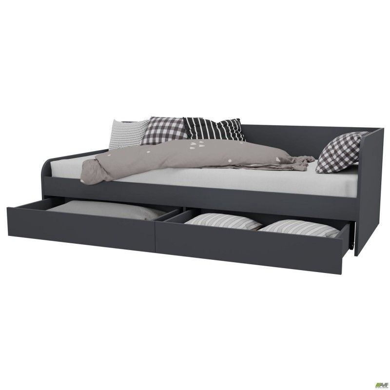Ліжко односпальне City дві шухляди під матрац 1900х800 Антрацит AMF
