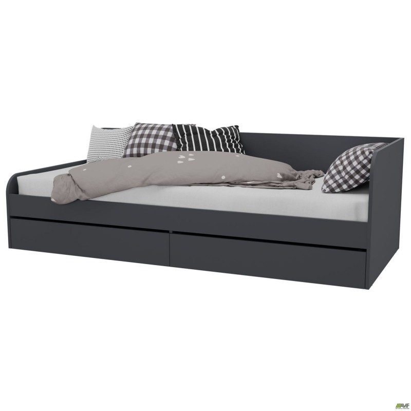 Ліжко односпальне City дві шухляди під матрац 1900х800 Антрацит AMF