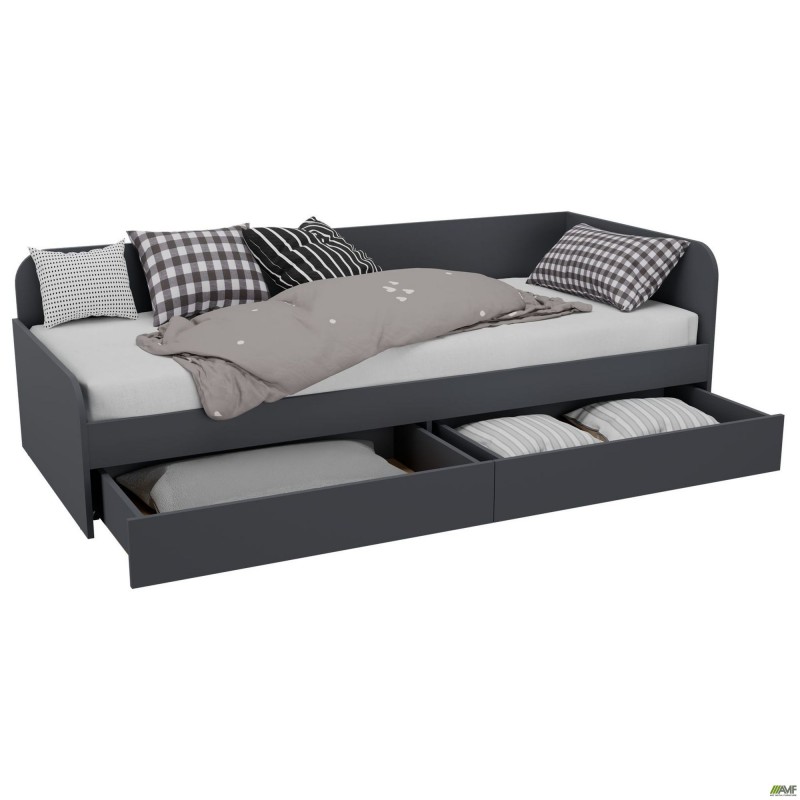 Ліжко односпальне City дві шухляди під матрац 1900х800 Антрацит AMF