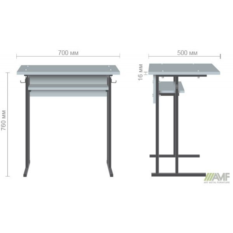 Парта 1-о м. Аудиторна полицею 6 р.г. (700х500х760мм) бук AMF