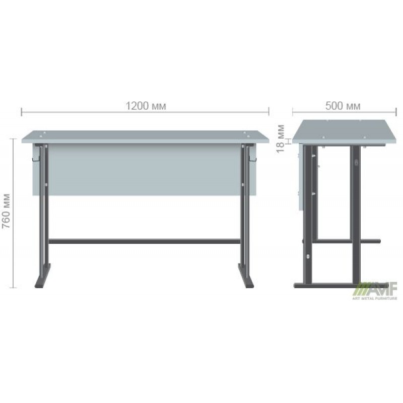 Парта 2-х м. Учнiвська без полички 6 р.г. (1200х500х750мм) бук AMF