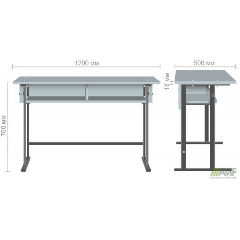 Парта 2-х м. Учнівська з полицею 6 р.г. (1200х500х750мм) бук AMF