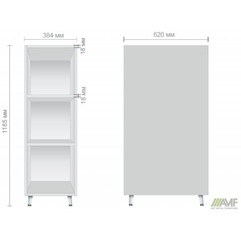 Пенал книжковий двосторонній Delta DL-621 (384х620х1185мм) Білий базовий / Опора білий беж AMF