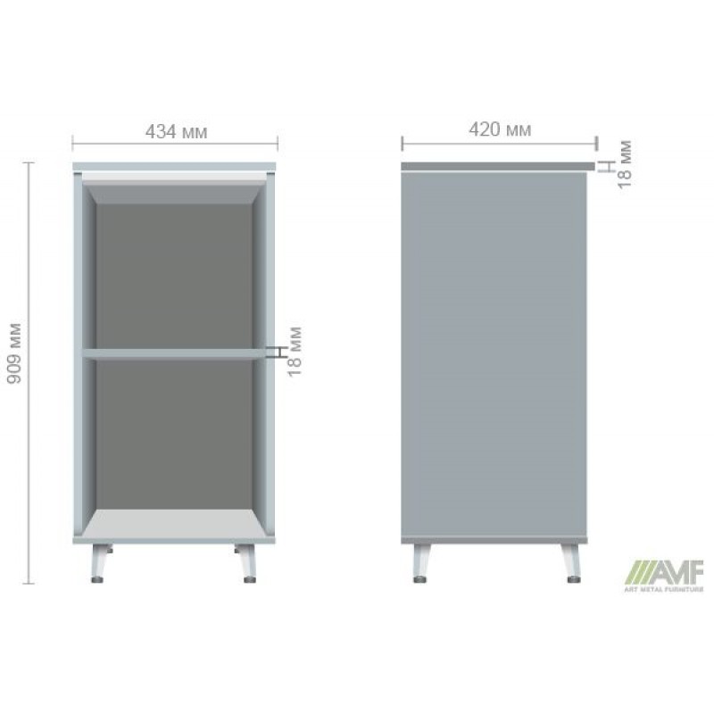 Пенал книжковий відкритий Delta DL-604 (434х420х909мм) Блеквуд Ячмінний / Опора білий беж AMF