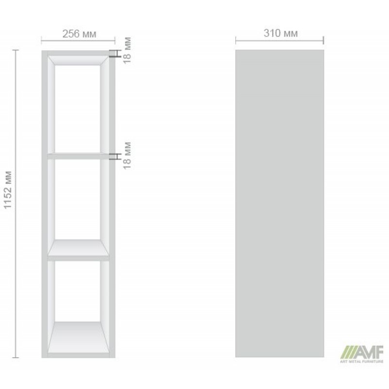 Полиця навісна Delta DL-613 (256х310х1152мм) Білий базовий AMF
