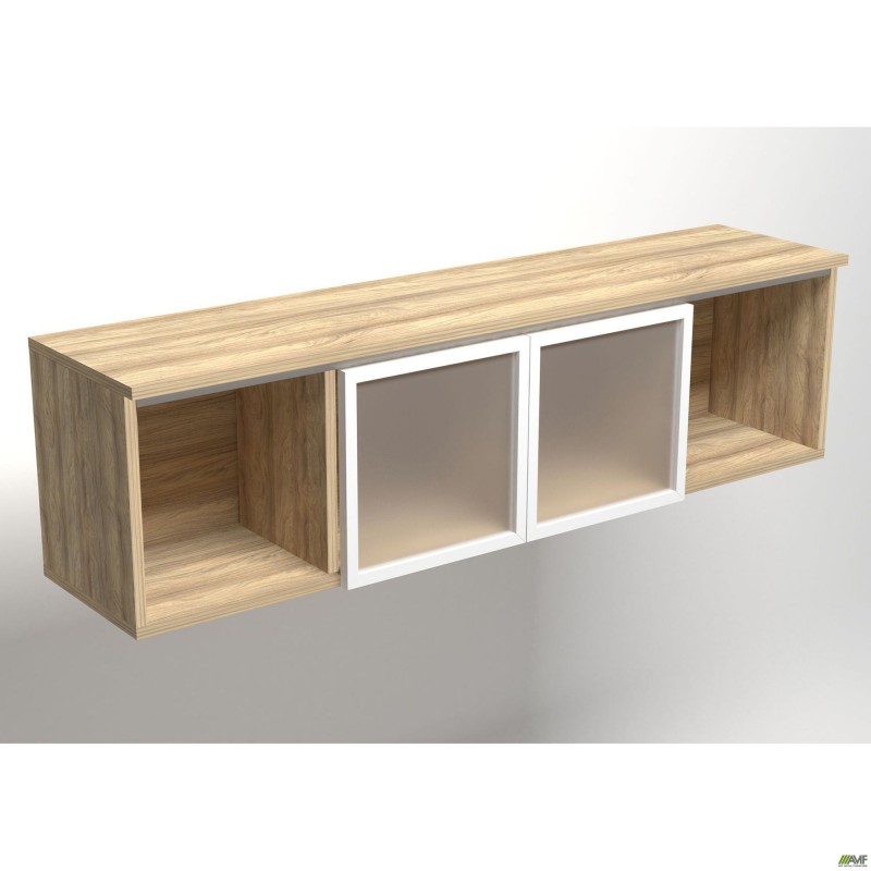 Полиця навісна скло Delta DL-523-1 (1418х330х384мм) Блеквуд Ячмінний / профіль білий AMF