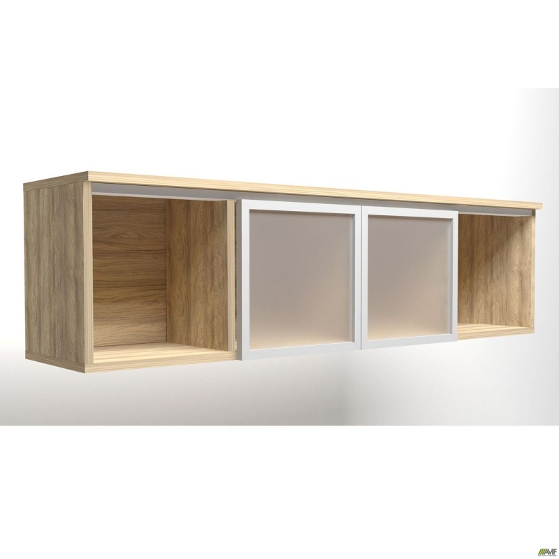 Полиця навісна скло Delta DL-523-1 (1418х330х384мм) Блеквуд Ячмінний / профіль білий AMF