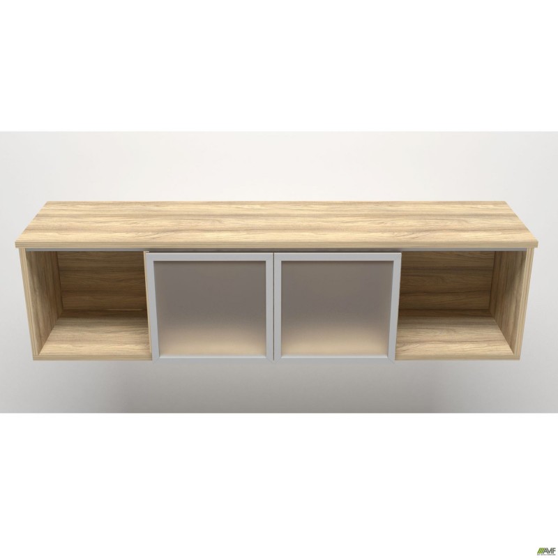 Полиця навісна скло Delta DL-523-1 (1418х330х384мм) Блеквуд Ячмінний / профіль білий AMF