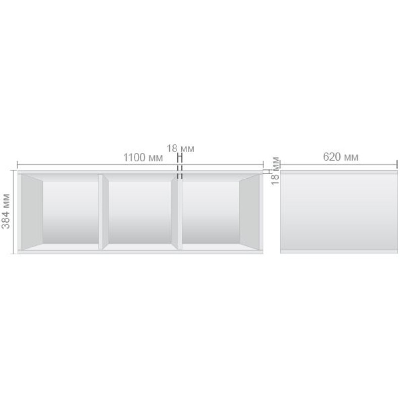 Полка-надставка двостороння Delta DL-521 (1100х620х384мм) Білий базовий AMF