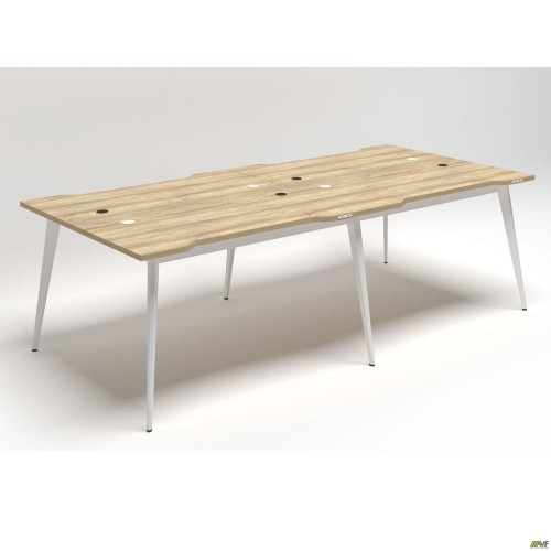 Робоча станція Delta DL-104 (2380х1200х750мм) Блеквуд Ячмінний / Каркас білий AMF