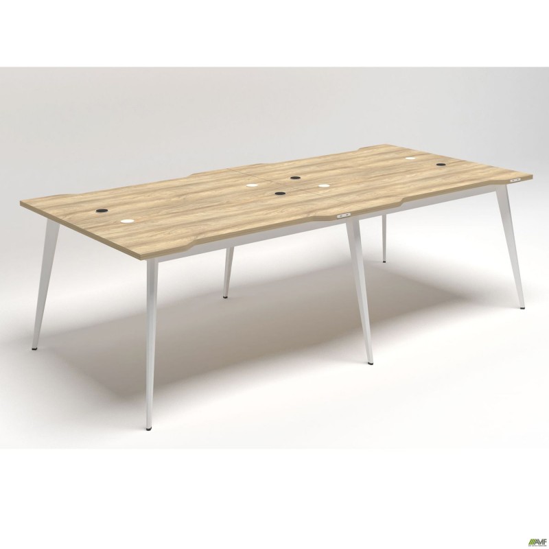 Робоча станція Delta DL-104 (2380х1200х750мм) Блеквуд Ячмінний / Каркас білий AMF