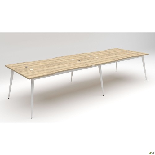 Робоча станція Delta DL-105 (3580х1200х750мм) Блеквуд Ячмінний / Каркас білий AMF