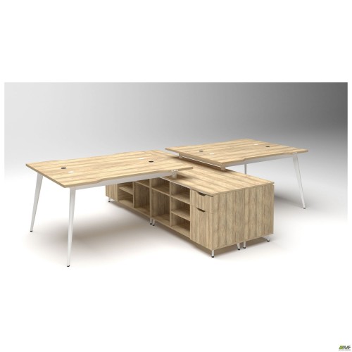 Робоча станція Delta DL-108 (3180х2400х750мм) Блеквуд Ячмінний / Каркас білий / Опора білий беж AMF