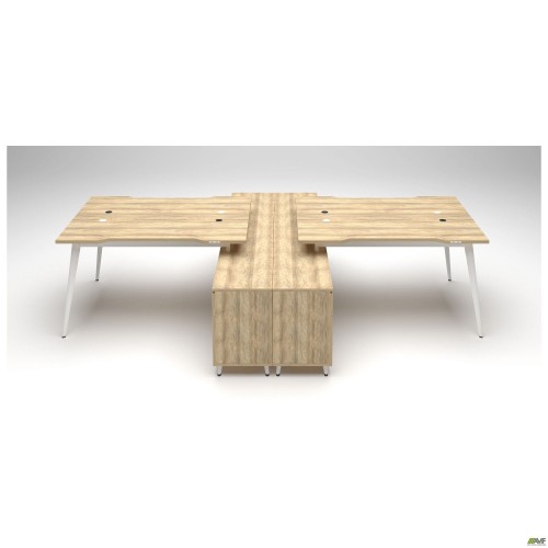 Робоча станція Delta DL-108 (3180х2400х750мм) Блеквуд Ячмінний / Каркас білий / Опора білий беж AMF