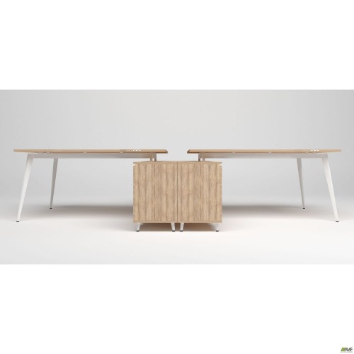 Робоча станція Delta DL-109 (3580х2400х750мм) Блеквуд Ячмінний / Каркас білий / Опора білий беж AMF