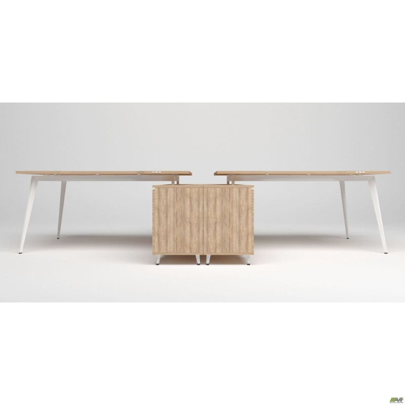 Робоча станція Delta DL-109 (3580х2400х750мм) Блеквуд Ячмінний / Каркас білий / Опора білий беж AMF