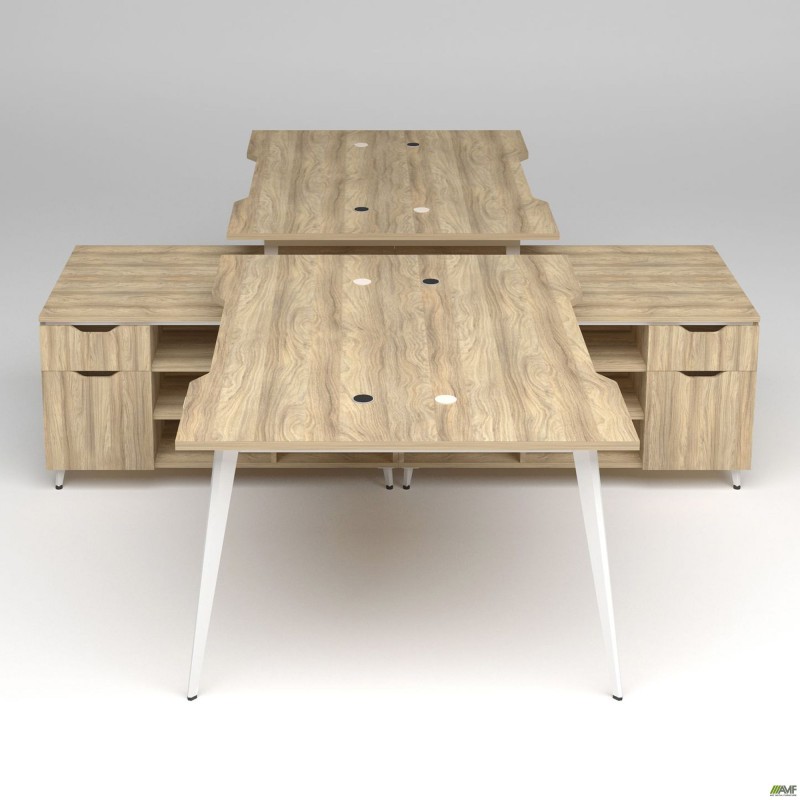 Робоча станція Delta DL-109 (3580х2400х750мм) Блеквуд Ячмінний / Каркас білий / Опора білий беж AMF