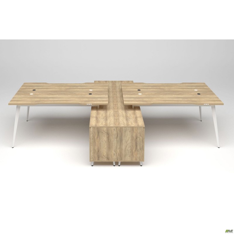 Робоча станція Delta DL-109 (3580х2400х750мм) Блеквуд Ячмінний / Каркас білий / Опора білий беж AMF