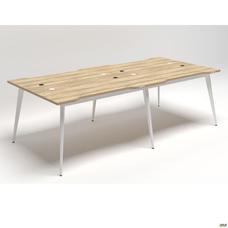 Робоча станція + USB Delta DL-104 (2380х1200х750мм) Блеквуд Ячмінний / Каркас білий AMF