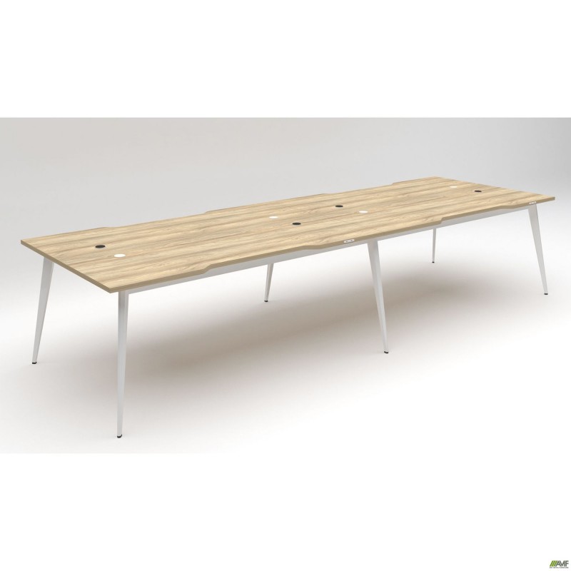 Робоча станція + USB Delta DL-105 (3580х1200х750мм) Блеквуд Ячмінний / Каркас білий AMF