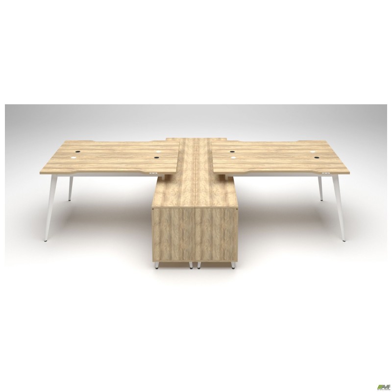 Робоча станція + USB Delta DL-108 (3180х2400х750мм) Блеквуд Ячмінний / Каркас білий / Опора білий беж AMF