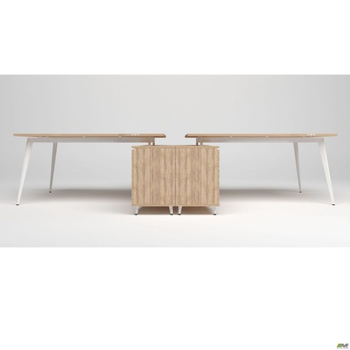 Робоча станція + USB Delta DL-109 (3580х2400х750мм) Блеквуд Ячмінний / Каркас білий / Опора білий беж AMF