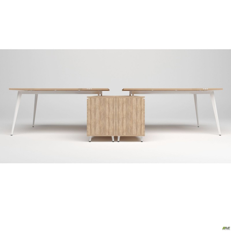 Робоча станція + USB Delta DL-109 (3580х2400х750мм) Блеквуд Ячмінний / Каркас білий / Опора білий беж AMF